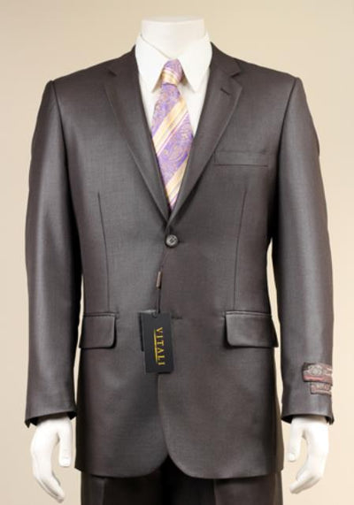 Men's Charcoal 2 Button patterned Mini Weave Patterned