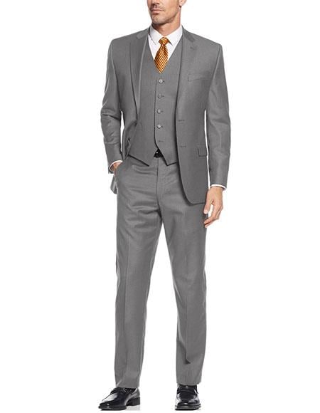 Gray 3 Pieces Suit Side Vented Suit