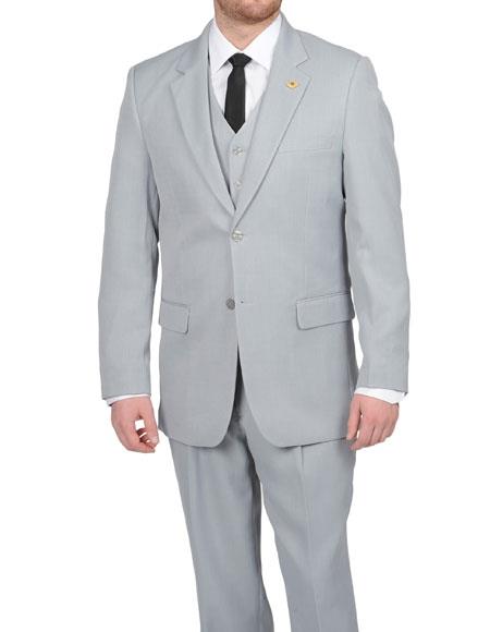 Mens Silver Grey ~ Light Gray 2 Button Vested Suit main image 0