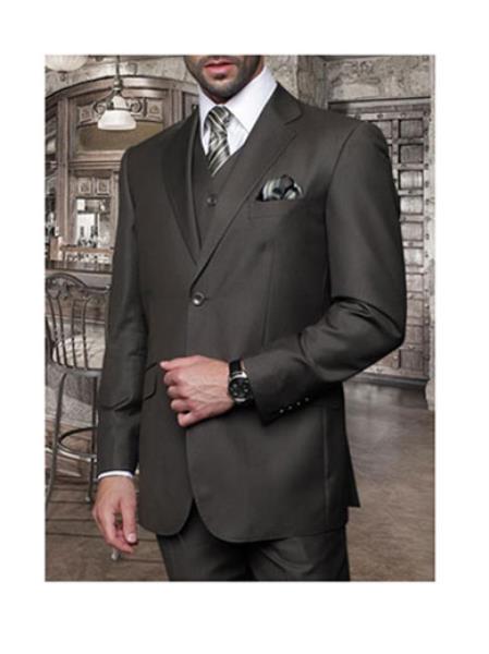 Statement Confidence Men'S 2 Button Olive Modern Fit Suits Wool Fine Brands Best Italian Style Cut Suits main image 0