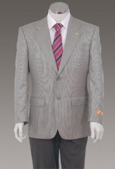 Men's Sport Coat Jacket Blazer 100% Wool Patterned Fabric Two Button Grey