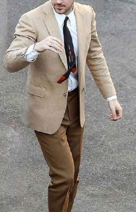 La La Land Men's 2 Button Tan  Cheap Priced Designer Fashion Dress Casual Blazer For Men On Sale Blazer main image 1