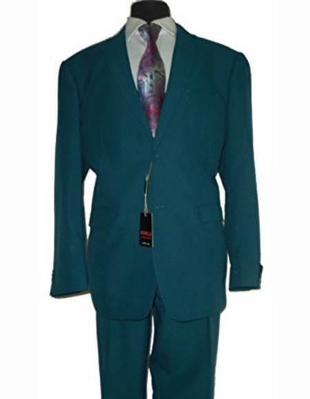Men's Jewel Tone Two Button Stylish Fit 2 Piece 100% Polyester Dark Teal Blue ~ Cobalt Cheap Priced Business Suits Clearance Sale