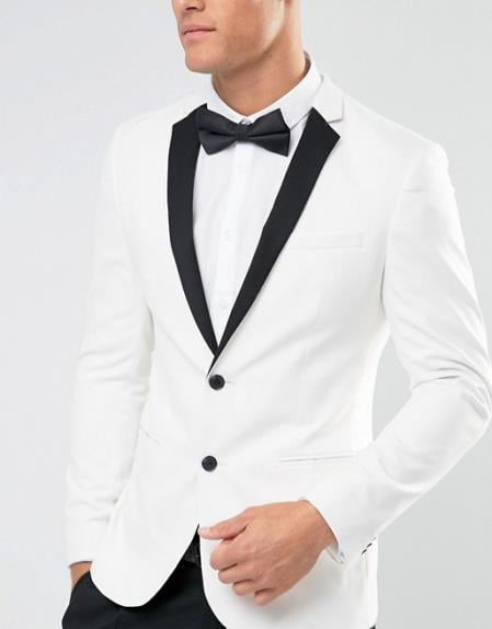 Men's New Look 2 Button White Regular Fit Tuxedo Jacket