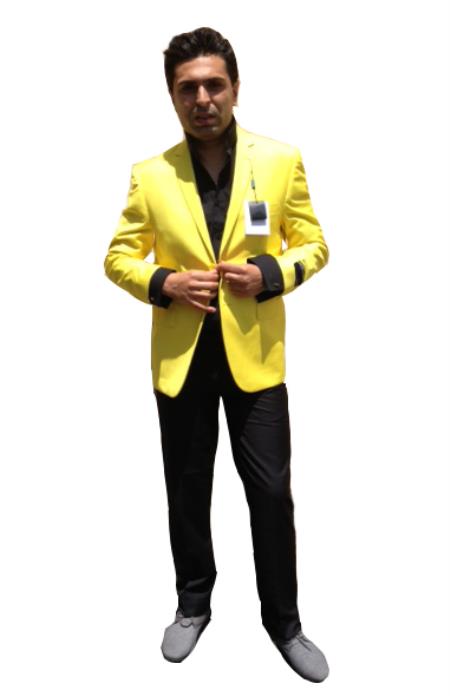Men's Two Button Men's Wholesale Blazer Yellow ~ Canary Sport Coat Jacket