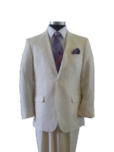 Men'S 2 Button Ivory ~ Off White Cream Linen Suit main image 1