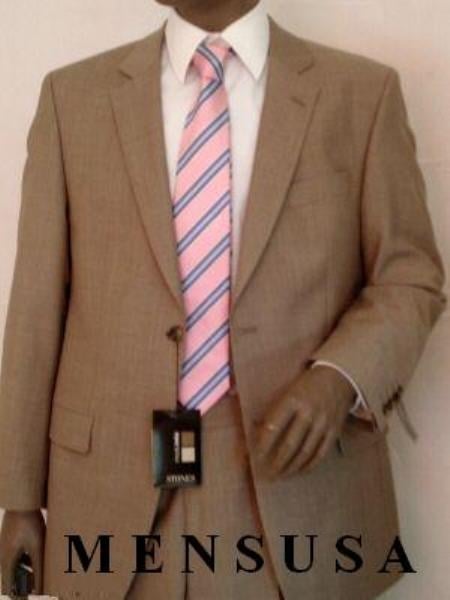 Retail $1295  Flat Front No Pleated Pants & 2 Button Brown Suits On Sale  2 Piece Suits - Two piece Business suits main image 1