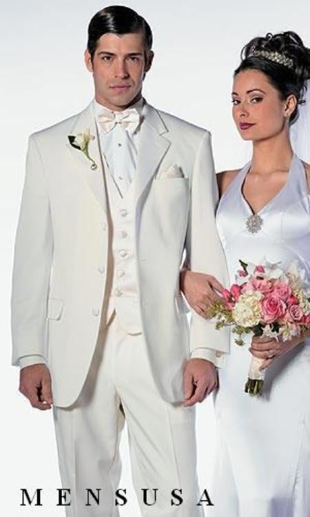 Off White~Ivory~Cream Men's 2 Button style tuxedo Dress Suits