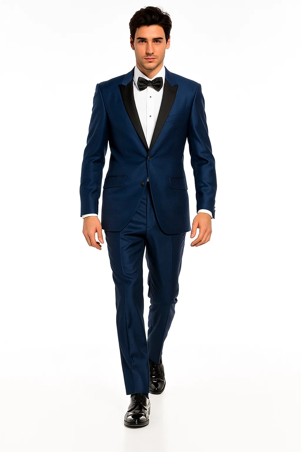 Two Button Shawl Trim Lapel Navy Blue