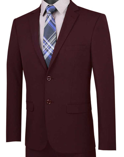 Ultra Slim Fit Burgundy Two-Piece Suit by Vinci
