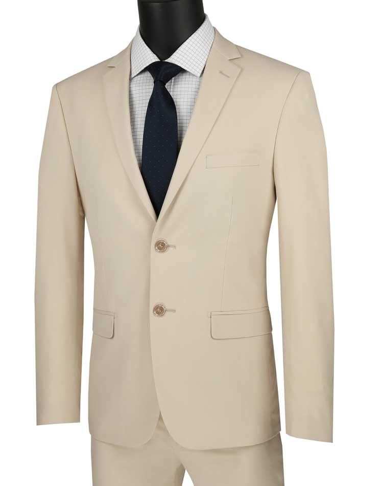 Ultra Slim Fit Beige Stretch Suit by Vinci