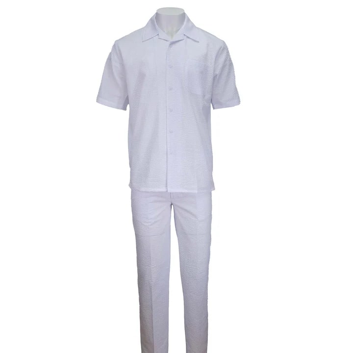 White Seersucker 2pc Set by Alligator Warehouse