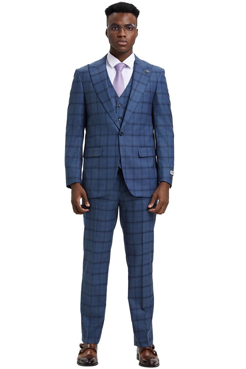 Stacy Adams Midnight Blue Windowpane Suit