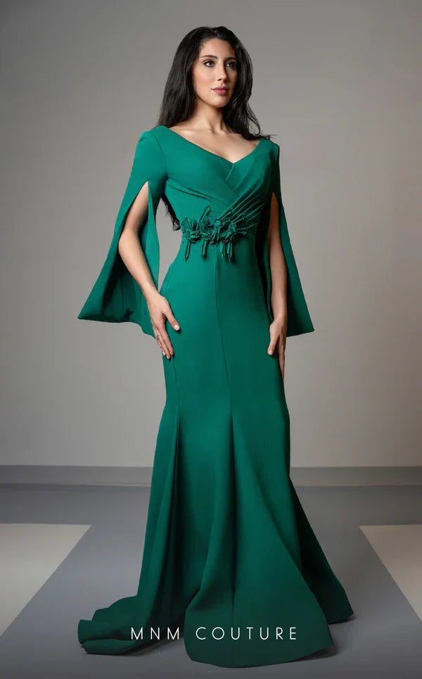 MNM Couture V02044 Mustard Evening Gown with Intricate Detailing