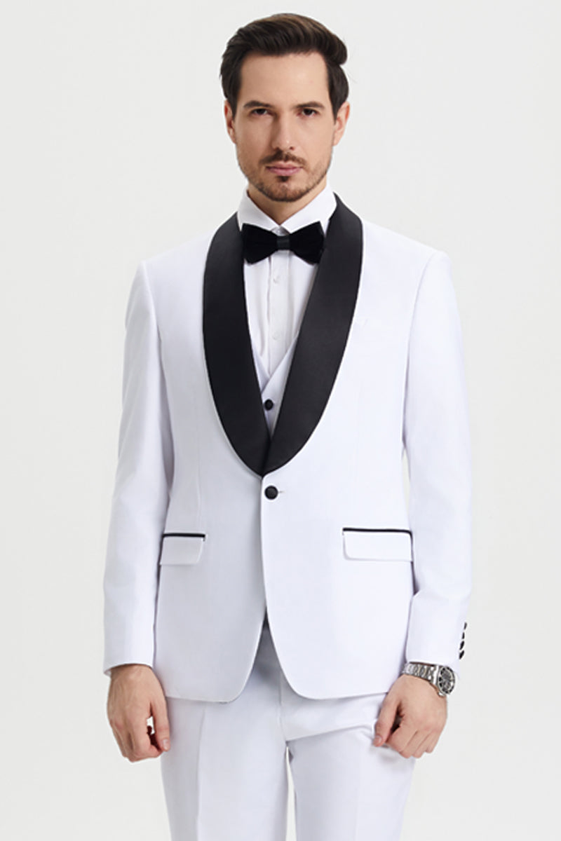 Stacy Adams One Button Shawl Lapel Tuxedo - White