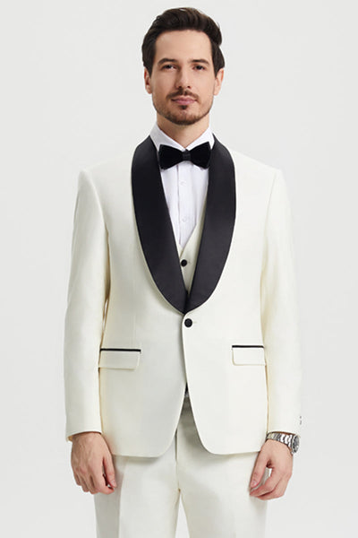 Stacy Adams One Button Shawl Designer Ivory Tuxedo