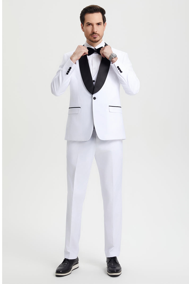 Stacy Adams One Button Shawl Lapel Tuxedo - White