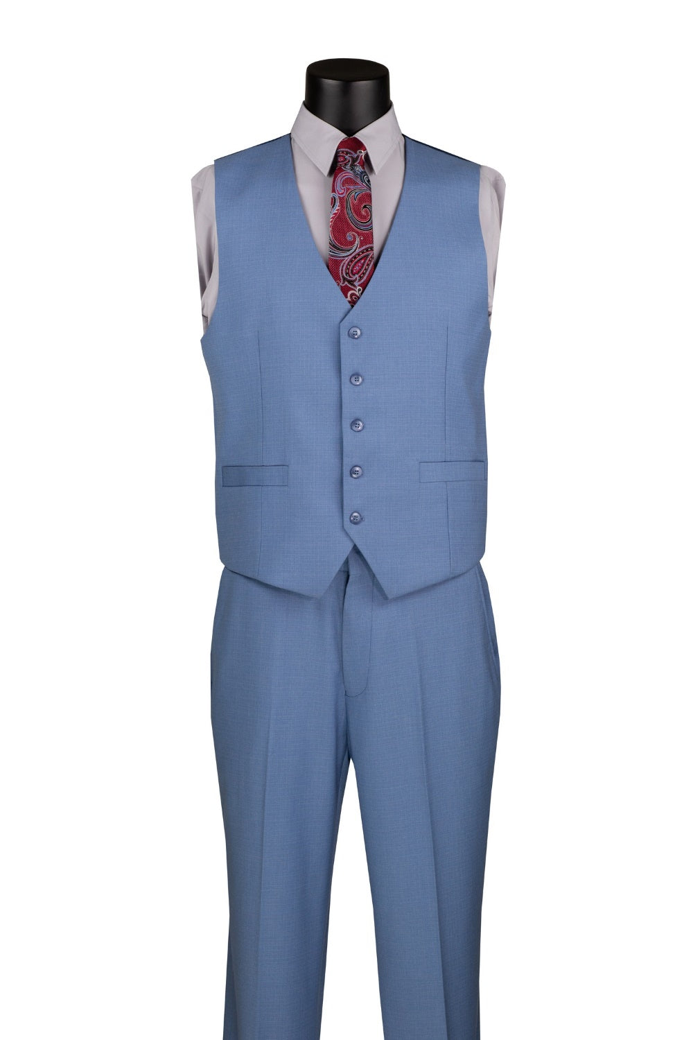 Dusty Blue 3 Piece Suit with Vest by Vinci