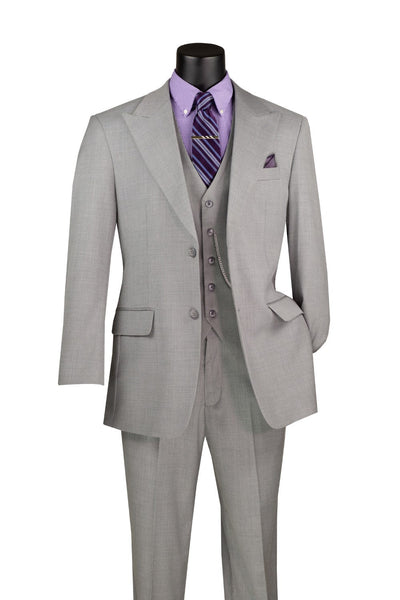Light Gray 3 Piece Regular Fit Suit with Vest