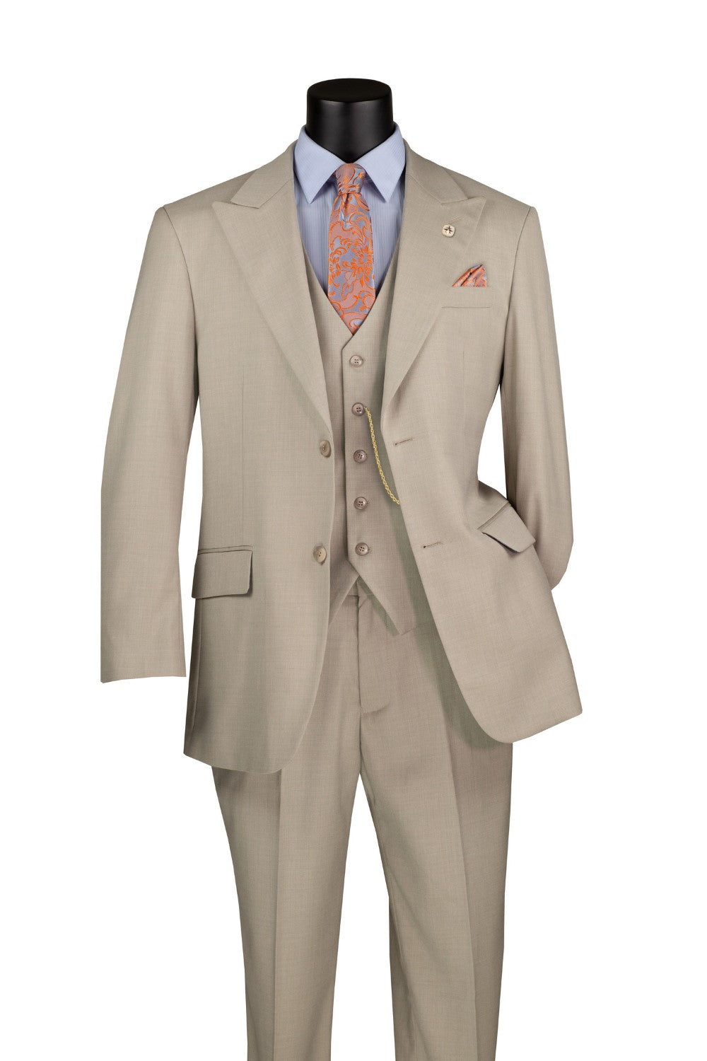 Oatmeal Regular Fit 3 Piece Suit by Vinci