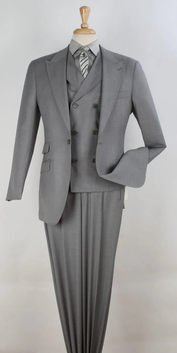 Apollo King Men's Outlet 3pc 100% Wool Suit 6 Button High Fashion Vest