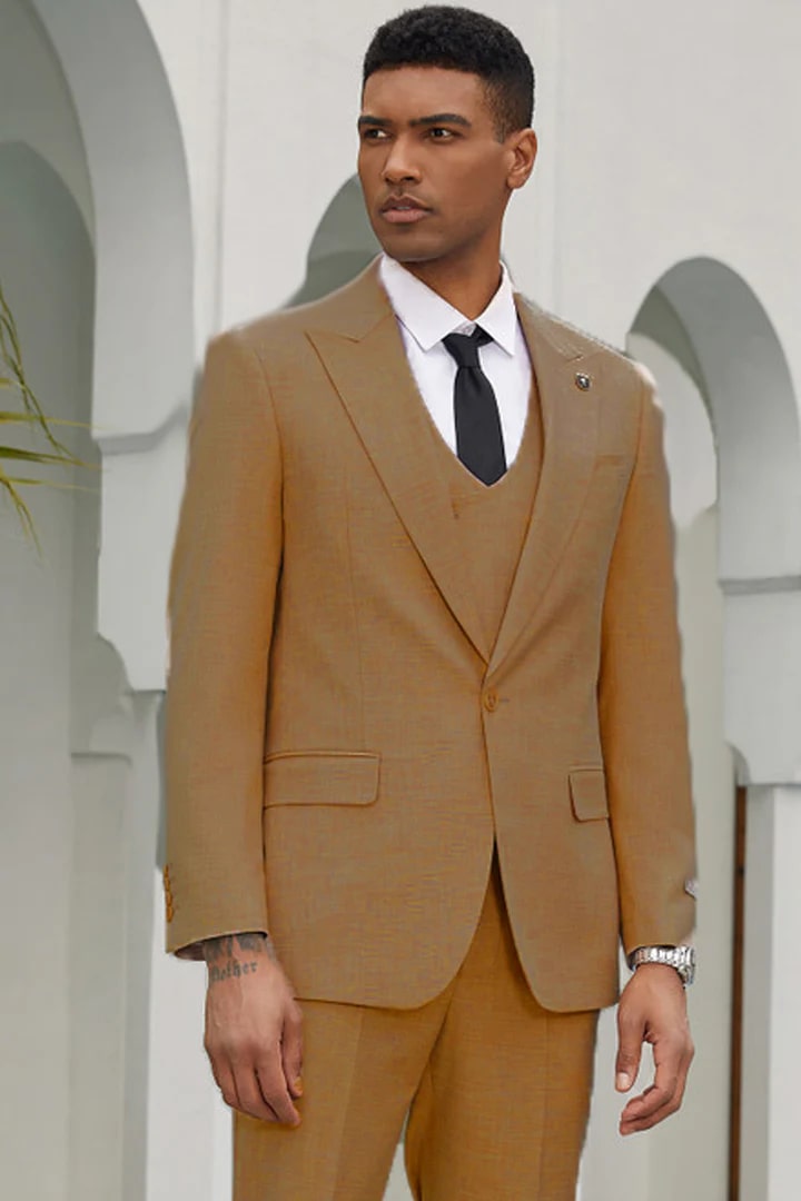 Tan Double Breasted Tuxedo for Weddings