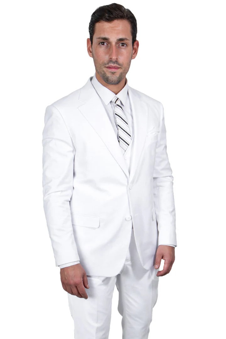 Stacy Adams White Vested Suit for Men
