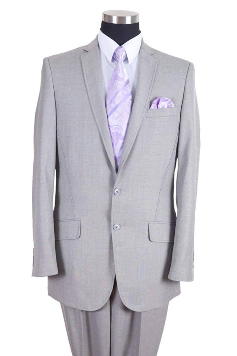 Men's Grey 2PC Pleated Pant Suit