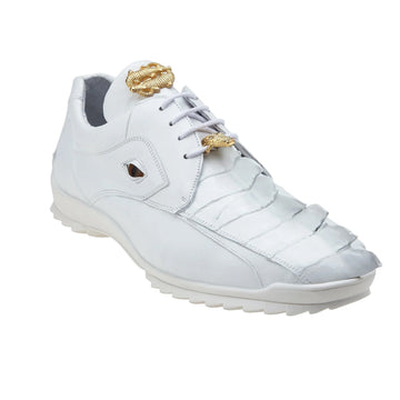 Belvedere Vasco Calf & Crocodile Tail Sneaker White
