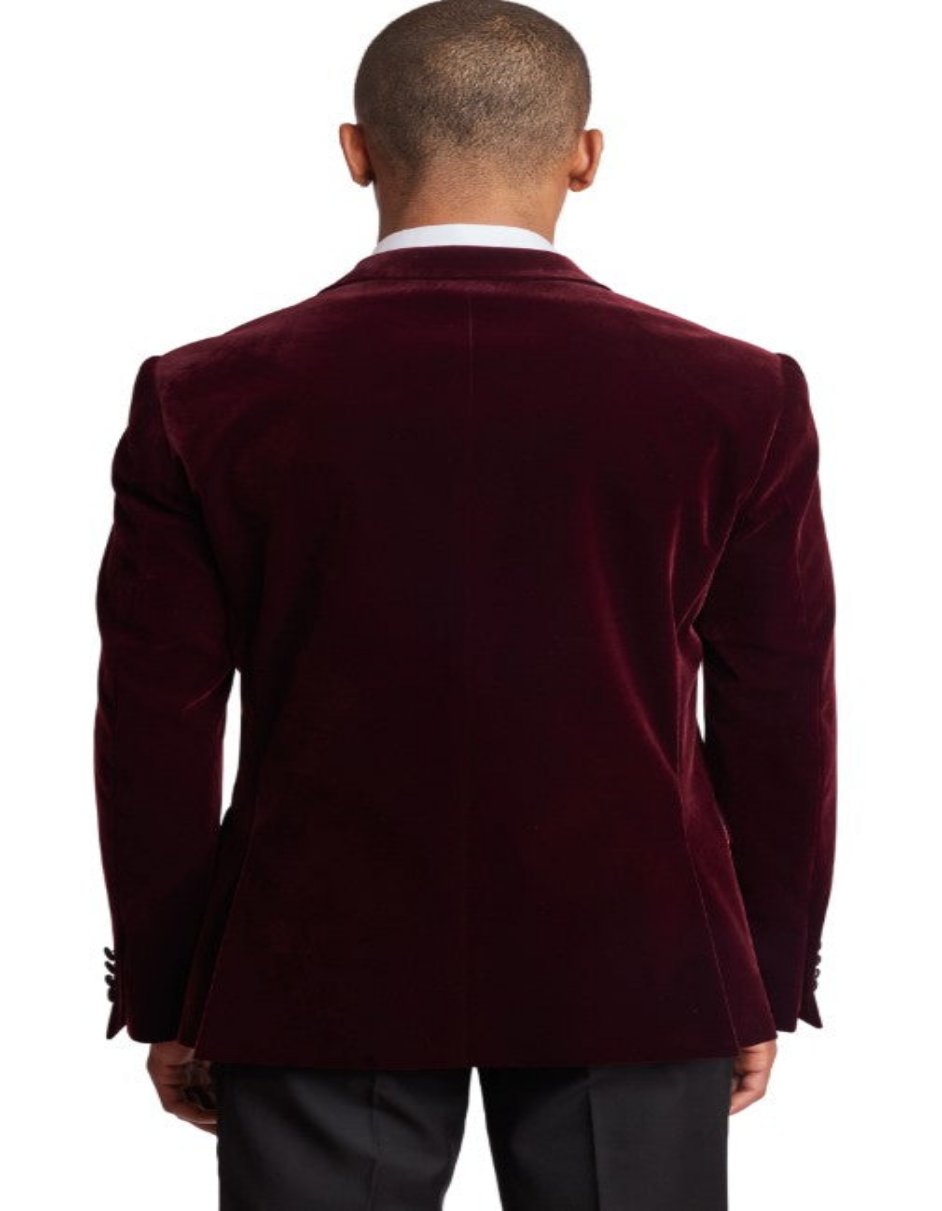 Double Breasted Velvet Tuxedo Suit in Maroon