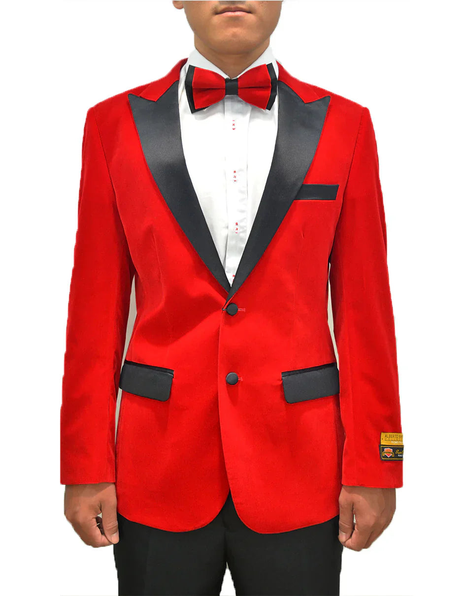 Classic Red Satin Velvet Tuxedo Dinner Jacket