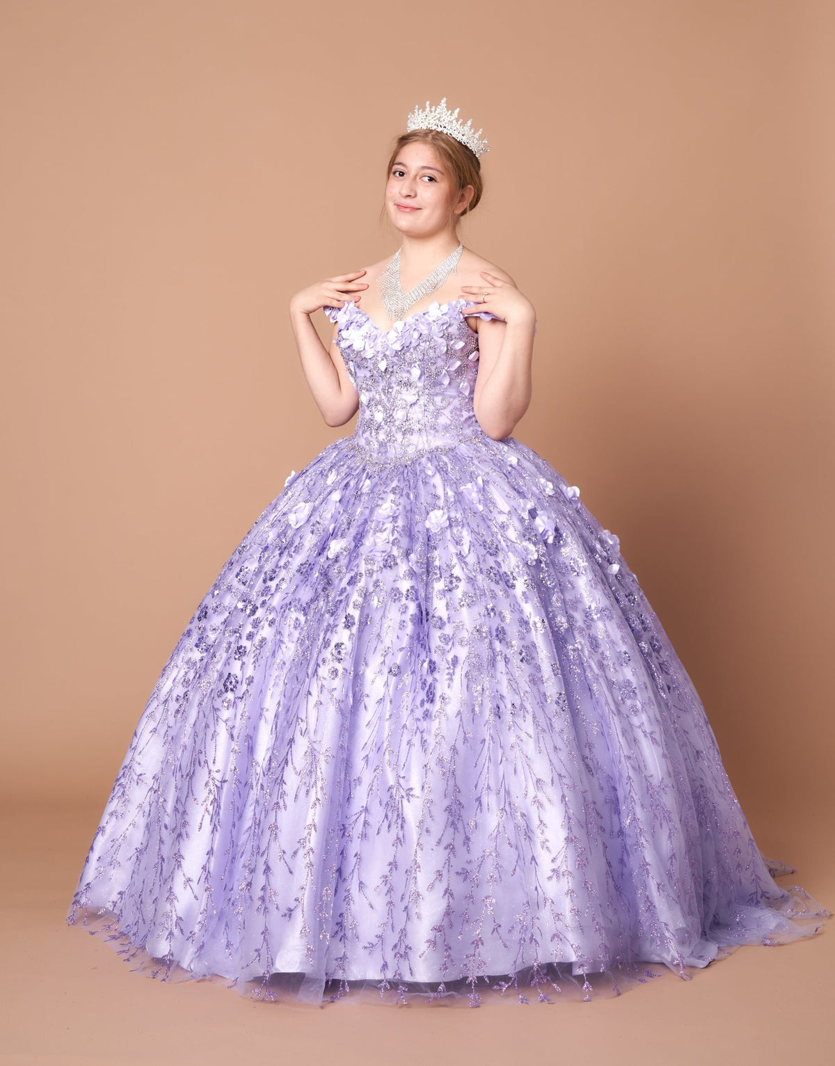 3D Floral Off Shoulder Ball Gown by Calla WB21550
