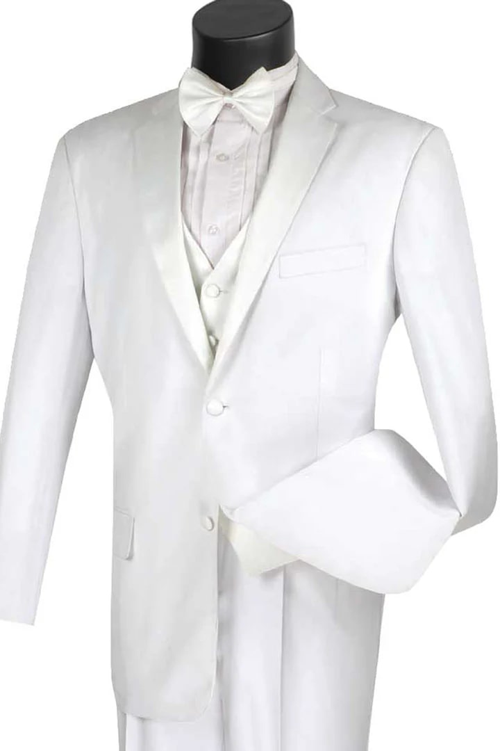 Classic White Men's 2-Button Wedding Tuxedo