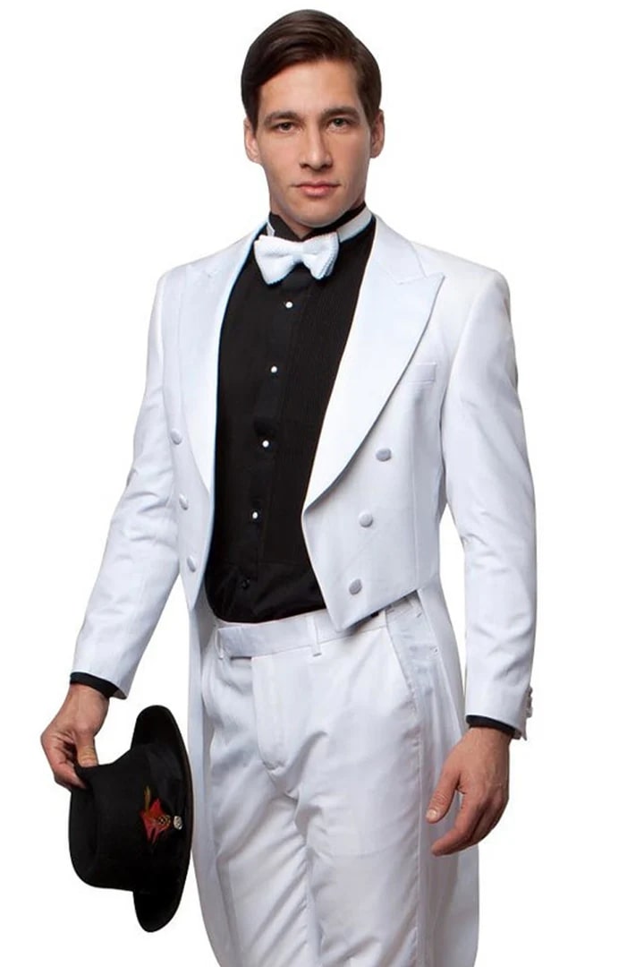 All White Men's Designer Long Tail Tuxedo