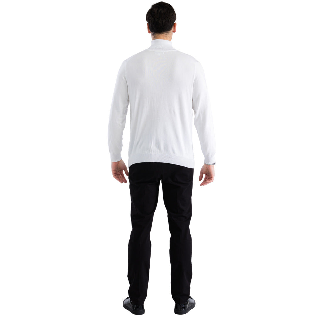 Men's Pullover White Turtleneck Sweater