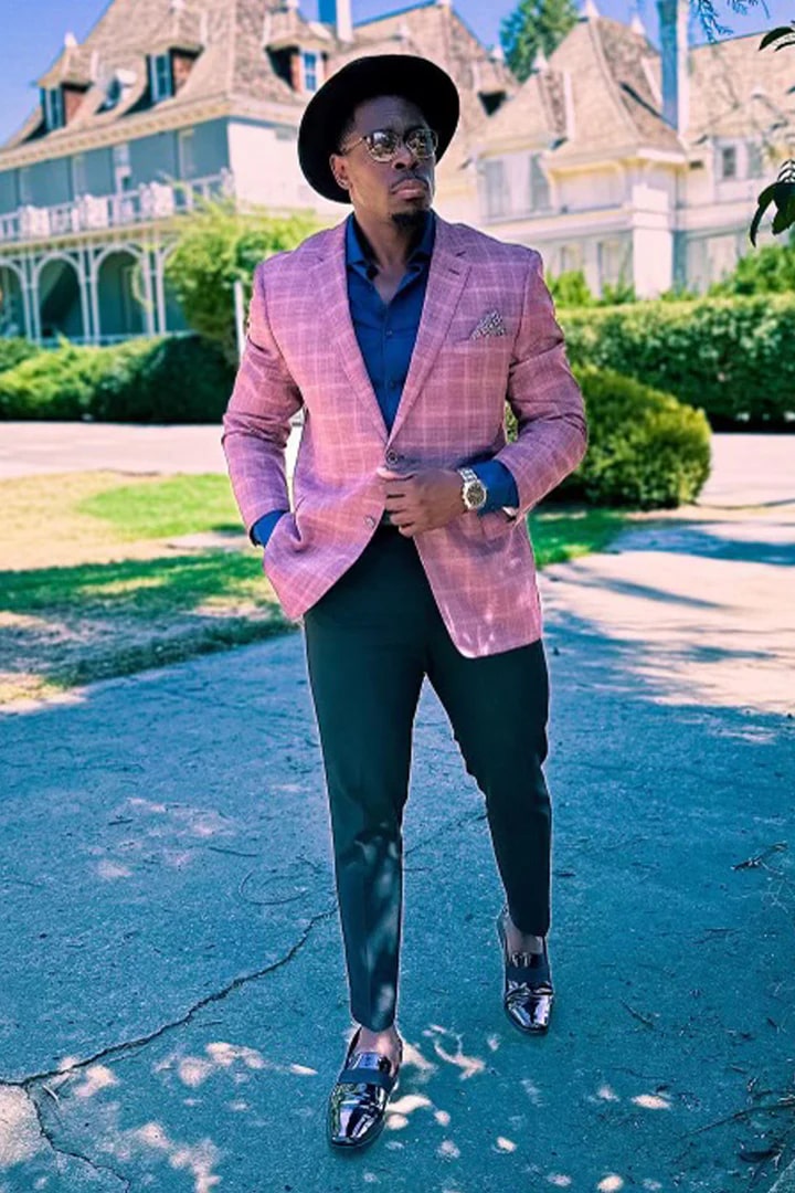 Burgundy Red Windowpane Plaid Sport Coat