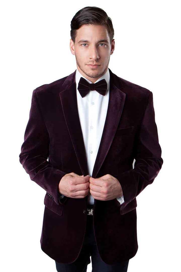 Red Classic Velvet Two Button Blazer