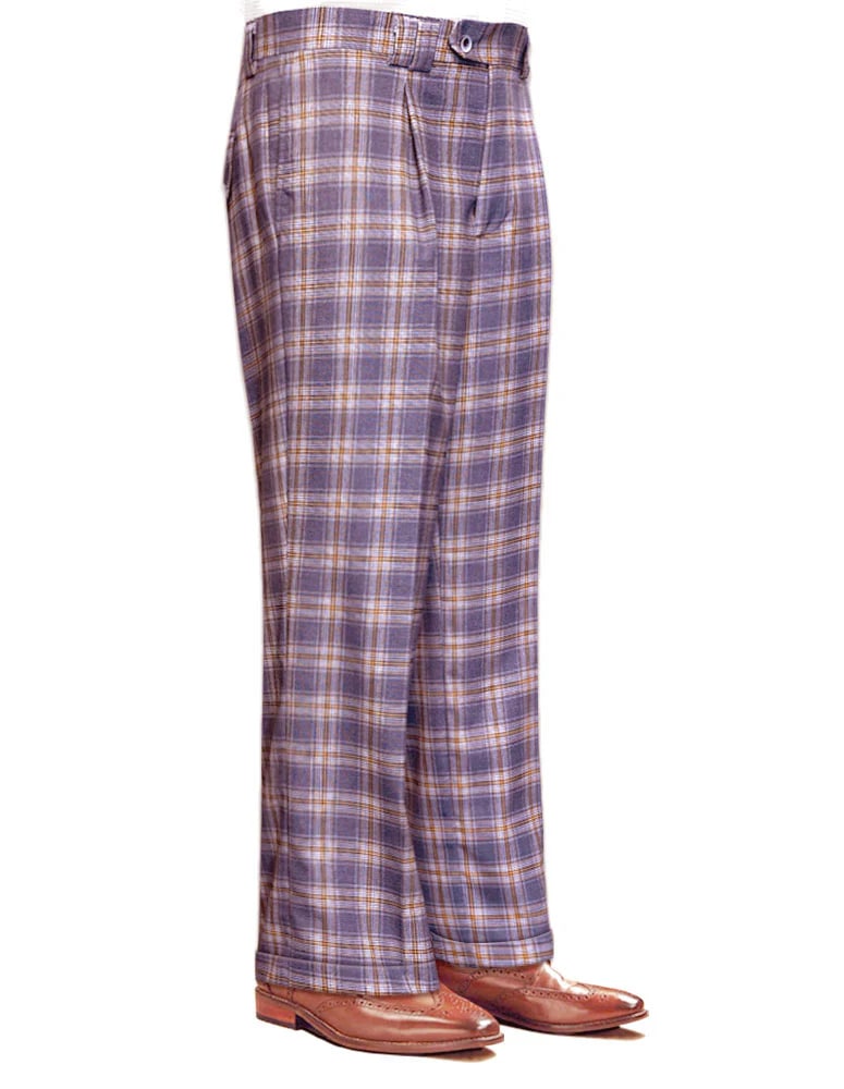 Wide Leg Plaid Pants in Lavender