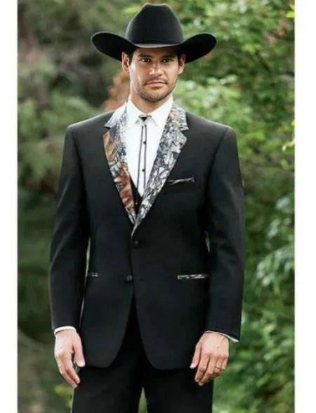Western Tuxedo Cowboy Suit in Green-Brown Pattern
