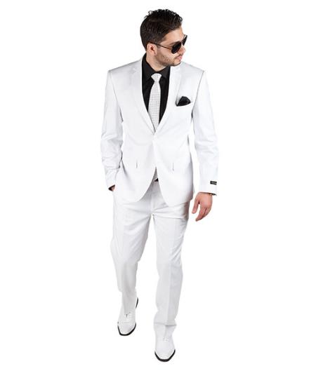 Men's 2 Button 2 Piece Suit All White Suit For Men main image 0