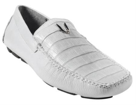 Men's White Genuine Caimen Belly Driver Vestigium Driving Oxford Shoes Perfect for Men slip on Stylish Dress Loafer for men