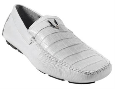 Men's White Genuine Caimen Belly Driver Vestigium Driving Oxford Shoes Perfect for Men slip on Stylish Dress Loafer for men