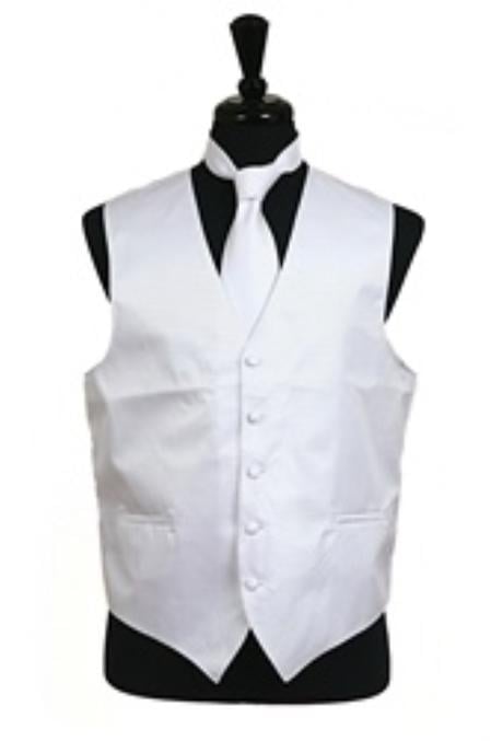 Men's White Horizontal Rib Pattern Vest Waistcoat - Men's Neck Ties - Mens Dress Tie - Trendy Mens Ties