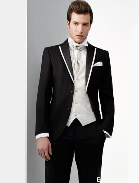 Black and White Trimmed Two Toned Tuxedo or Peak lapel 100% Wool