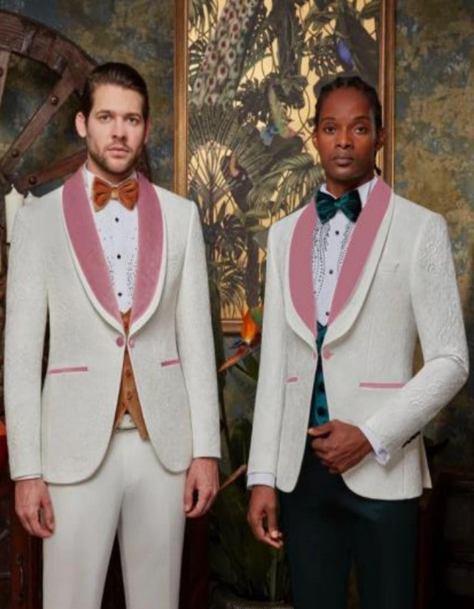 White and Pink Prom Suit Tuxedo Set