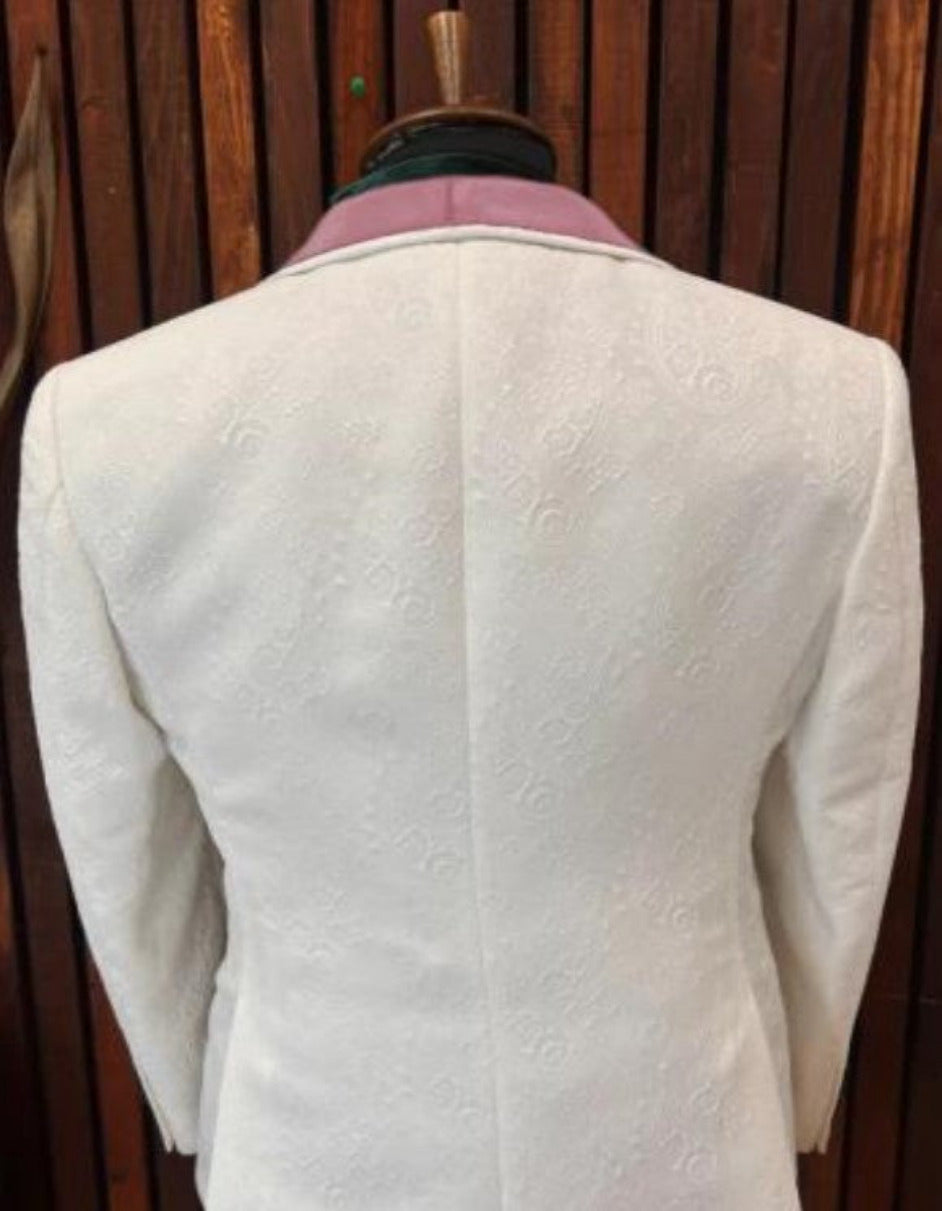 White and Pink Prom Suit Tuxedo Set