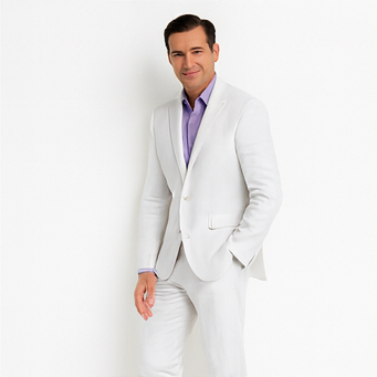 White Big and Tall Linen Suit