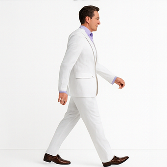 White Big and Tall Linen Suit