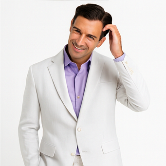 White Big and Tall Linen Suit
