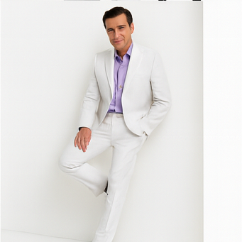 White Big and Tall Linen Suit